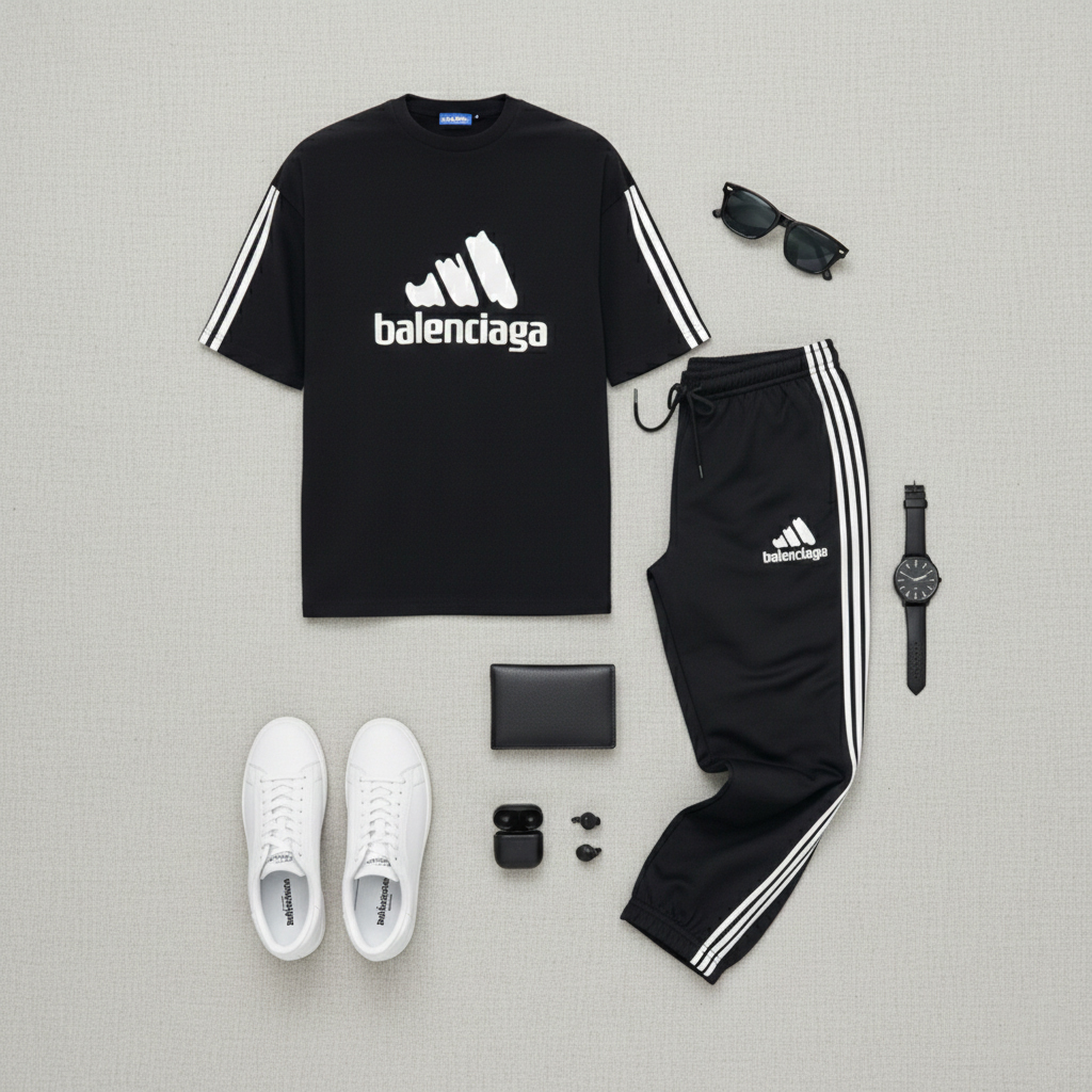 ست تیشرت و شلوار مردانه بالنسیگا مدل Sorena-مشکی