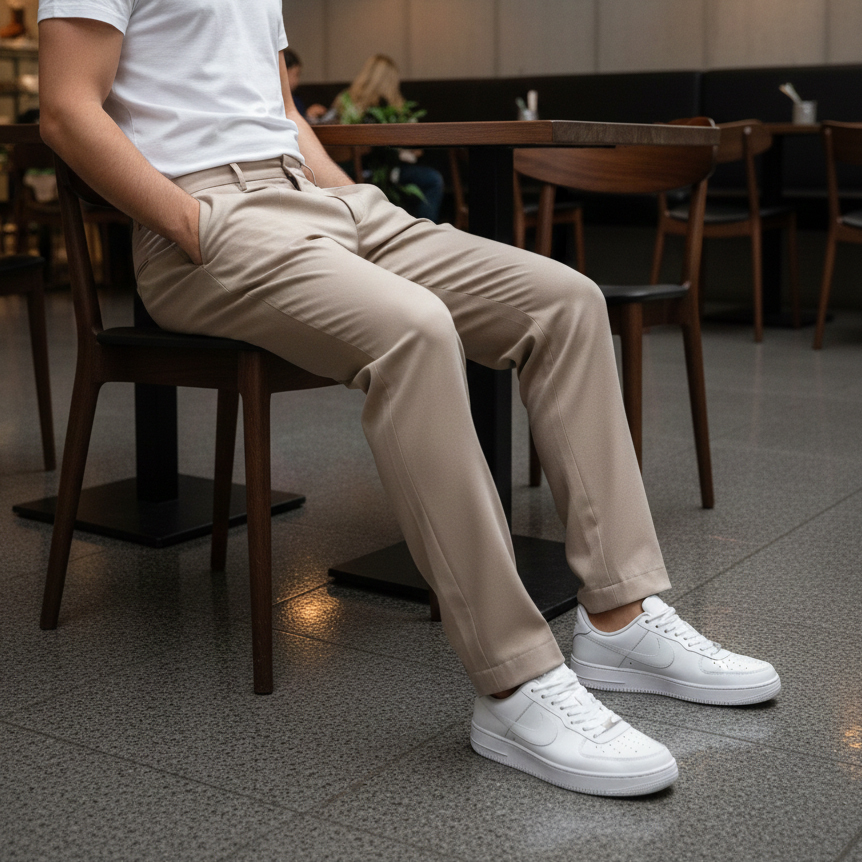 شلوار مردانه بنگال کش دم پا ساده مدل Behnam-کرم