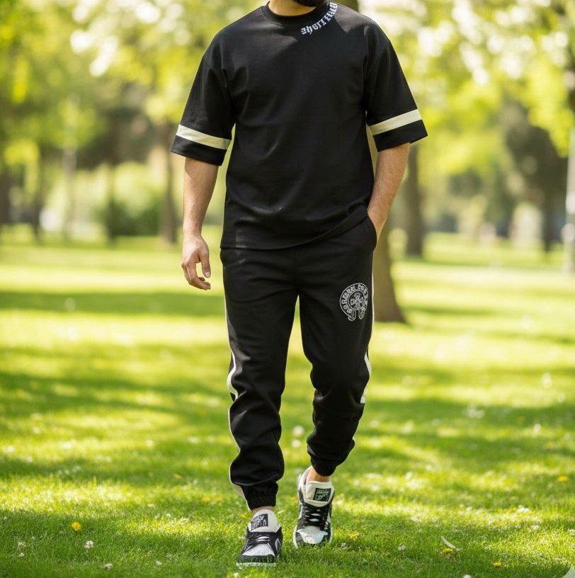 ست تیشرت و شلوار مردانه بنگال کش مدل Salar-مشکی